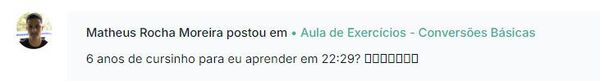 Comentário de aluno na plataforma da AM