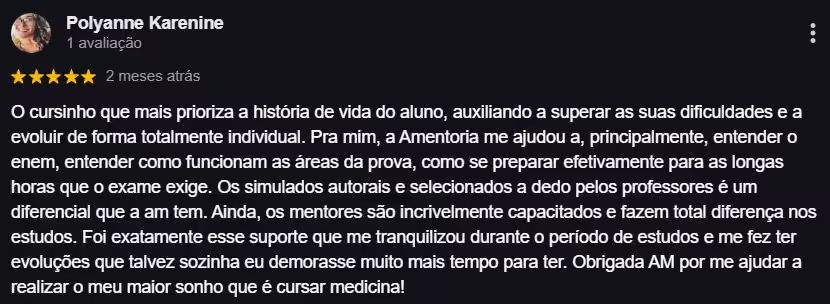 Depoimento de aluno